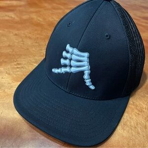 AK Sportswear Bones State Shape black trucker hat small medium embroidered
